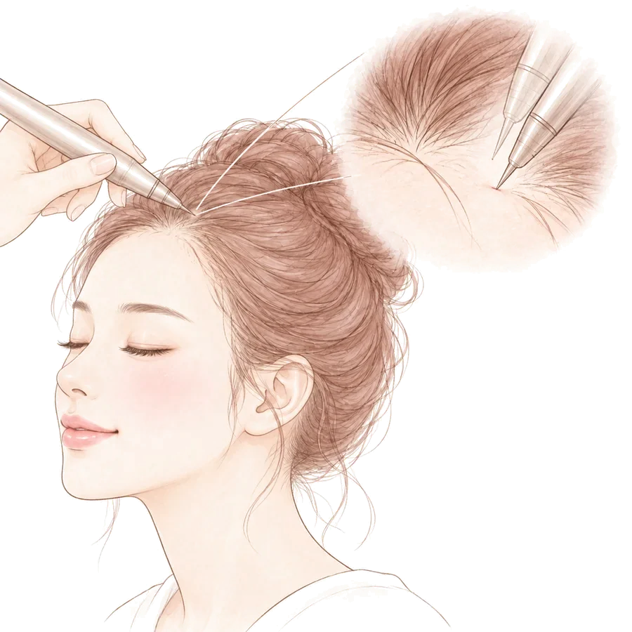 插畫:細針、留於真皮層